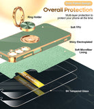 LeYi for Samsung Galaxy A16 5G Case: with 2 Pack Tempered Glass Screen Protector and Rotatable Ring Holder Magnetic Kickstand, Plating Rose Gold Edge Case