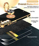 LeYi for Samsung Galaxy A17 5G Case: with 2 Pack Tempered Glass Screen Protector and Rotatable Ring Holder Magnetic Kickstand, Plating Rose Gold Edge Case