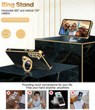 LeYi for Samsung Galaxy A35 5G Case: with 2 Pack Tempered Glass Screen Protector and Rotatable Ring Holder Magnetic Kickstand, Plating Rose Gold Edge Case