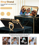 LeYi for Samsung Galaxy A37 5G Case: with 2 Pack Tempered Glass Screen Protector and Rotatable Ring Holder Magnetic Kickstand, Plating Rose Gold Edge Case