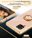 LeYi for Samsung Galaxy A42 5G Case: with 2 Pack Tempered Glass Screen Protector and Rotatable Ring Holder Magnetic Kickstand, Plating Rose Gold Edge Case
