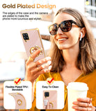 LeYi for Samsung Galaxy A42 5G Case: with 2 Pack Tempered Glass Screen Protector and Rotatable Ring Holder Magnetic Kickstand, Plating Rose Gold Edge Case