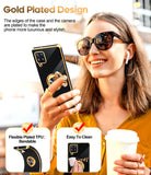 LeYi for Samsung Galaxy A42 5G Case: with 2 Pack Tempered Glass Screen Protector and Rotatable Ring Holder Magnetic Kickstand, Plating Rose Gold Edge Case