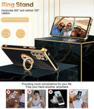 LeYi for Samsung Galaxy A52 5G Case: with 2 Pack Tempered Glass Screen Protector and Rotatable Ring Holder Magnetic Kickstand, Plating Rose Gold Edge Case