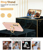 LeYi for Samsung Galaxy A55 5G Case: with Rotatable Ring Holder Magnetic Kickstand, Plating Rose Gold Edge Case