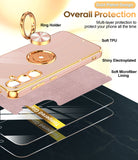 LeYi for Samsung Galaxy S23 FE 5G Case: with 1 Pack Tempered Glass Screen Protector and Rotatable Ring Holder Magnetic Kickstand, Plating Rose Gold Edge Case