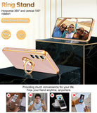 LeYi for Samsung Galaxy S23 FE 5G Case: with 1 Pack Tempered Glass Screen Protector and Rotatable Ring Holder Magnetic Kickstand, Plating Rose Gold Edge Case