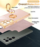 LeYi for Samsung Galaxy S23 Ultra Case: with Rotatable Ring Holder Magnetic Kickstand, Plating Rose Gold Edge Case