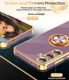 LeYi for Samsung Galaxy S24 5G Case: Rotatable Ring Holder Magnetic Kickstand, Plating Rose Gold Edge Case