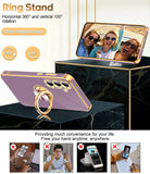 LeYi for Samsung Galaxy S24 FE 5G Case: with 2 Pack Tempered Glass Screen Protector and Rotatable Ring Holder Magnetic Kickstand, Plating Rose Gold Edge Case