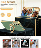 LeYi for Samsung Galaxy S25 FE 5G Case: with 2 Pack Tempered Glass Screen Protector and Rotatable Ring Holder Magnetic Kickstand, Plating Rose Gold Edge Case