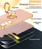 LeYi for Samsung Galaxy S26 FE Case: with 2 Pack Tempered Glass Screen Protector and Rotatable Ring Holder Magnetic Kickstand, Plating Rose Gold Edge Cas