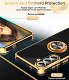 LeYi for Samsung Galaxy S26 FE Case: with 2 Pack Tempered Glass Screen Protector and Rotatable Ring Holder Magnetic Kickstand, Plating Rose Gold Edge Cas
