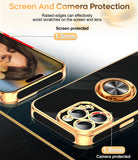 LeYi for Iphone 16 Pro Max Case: with 2 Pack Tempered Glass Screen Protector and Rotatable Ring Holder Magnetic Kickstand, Plating Rose Gold Edge Case