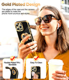LeYi for Iphone 16 Pro Max Case: with 2 Pack Tempered Glass Screen Protector and Rotatable Ring Holder Magnetic Kickstand, Plating Rose Gold Edge Case