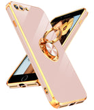 LeYi for iPhone 7/8 Plus Case: Rotatable Ring Holder Magnetic Kickstand, Plating Rose Gold Edge Case