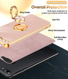 LeYi for iPhone 7/8 Plus Case: Rotatable Ring Holder Magnetic Kickstand, Plating Rose Gold Edge Case