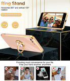 LeYi for iPhone 7/8 Plus Case: Rotatable Ring Holder Magnetic Kickstand, Plating Rose Gold Edge Case
