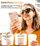 LeYi for iPhone 7/8 Plus Case: Rotatable Ring Holder Magnetic Kickstand, Plating Rose Gold Edge Case