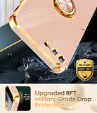 LeYi for iPhone 7/8 Plus Case: Rotatable Ring Holder Magnetic Kickstand, Plating Rose Gold Edge Case