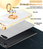 LeYi for iPhone 7/8 Plus Case: Rotatable Ring Holder Magnetic Kickstand, Plating Rose Gold Edge Case