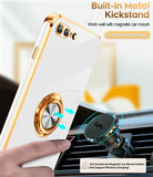 LeYi for iPhone 7/8 Plus Case: Rotatable Ring Holder Magnetic Kickstand, Plating Rose Gold Edge Case