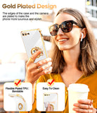 LeYi for iPhone 7/8 Plus Case: Rotatable Ring Holder Magnetic Kickstand, Plating Rose Gold Edge Case