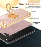 LeYi for iPhone SE 2020 Case: Rotatable Ring Holder Magnetic Kickstand, Plating Rose Gold Edge Case