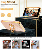 LeYi for iPhone SE 2020 Case: Rotatable Ring Holder Magnetic Kickstand, Plating Rose Gold Edge Case