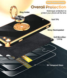 LeYi for iphone 7/8/SE Case: with 2 Pack Tempered Glass Screen Protector and Rotatable Ring Holder Magnetic Kickstand, Plating Rose Gold Edge Case