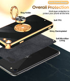 LeYi for iPhone SE 2020 Case: Rotatable Ring Holder Magnetic Kickstand, Plating Rose Gold Edge Case