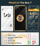 LeYi for iphone 7/8/SE Case: with 2 Pack Tempered Glass Screen Protector and Rotatable Ring Holder Magnetic Kickstand, Plating Rose Gold Edge Case
