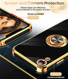LeYi for iPhone XR Case: with 2 Pack Tempered Glass Screen Protector and Rotatable Ring Holder Magnetic Kickstand, Plating Rose Gold Edge Case
