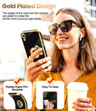 LeYi for iPhone XR Case: with 2 Pack Tempered Glass Screen Protector and Rotatable Ring Holder Magnetic Kickstand, Plating Rose Gold Edge Case