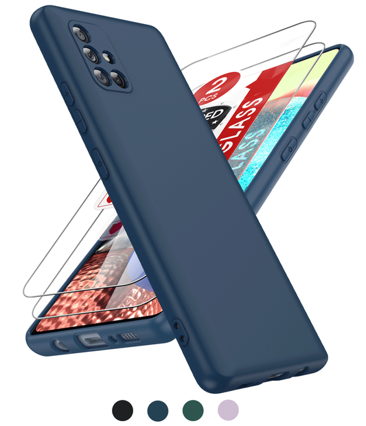 LeYi for Galaxy A71 5G Phone Cases, Samsung A71 Cover with Tempered Glass Screen Protectors, Soft Silicone Ultra Slim Shockproof Cover with Anti-Scratch Microfiber Lining Samsung A 71 Case
