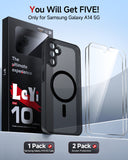 LeYi for Samsung Galaxy A14 5G Case: Galaxy A14 5G Phone Case [Magnet Fit] with [2 Packs] Screen Protector, Raised Camera Guard Slim Matte Translucent Smooth Soft-Touch Funda para A 14