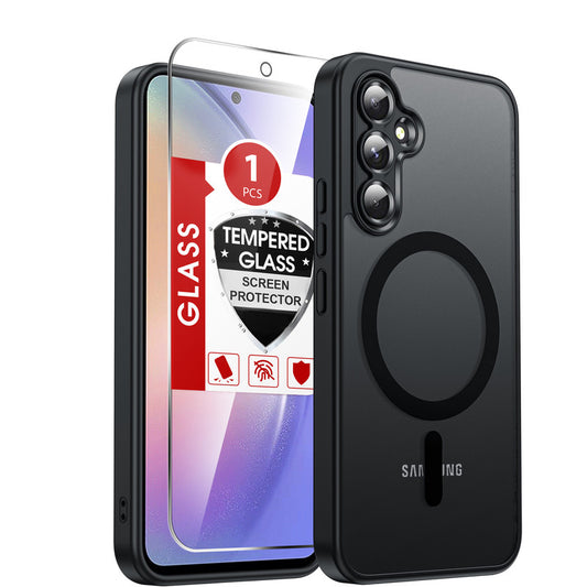 LeYi for Samsung Galaxy A54 5G Case: Galaxy A54 5G Phone Case [Magnet Fit] with [1 Packs] Screen Protector, Raised Camera Guard Slim Matte Translucent Smooth Soft-Touch Funda para A 54
