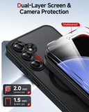LeYi for Samsung Galaxy S23-FE Case: Samsung S23 FE Phone Case [Magnet Fit] with [2 Packs] Screen Protector, Raised Camera Guard Slim Matte Translucent Smooth Soft-Touch Funda para S23 FE