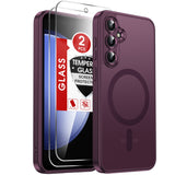 LeYi for Samsung Galaxy S23-FE Case: Samsung S23 FE Phone Case [Magnet Fit] with [2 Packs] Screen Protector, Raised Camera Guard Slim Matte Translucent Smooth Soft-Touch Funda para S23 FE