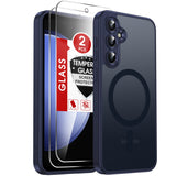 LeYi for Samsung Galaxy S23-FE Case: Samsung S23 FE Phone Case [Magnet Fit] with [2 Packs] Screen Protector, Raised Camera Guard Slim Matte Translucent Smooth Soft-Touch Funda para S23 FE