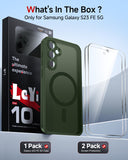 LeYi for Samsung Galaxy S23-FE Case: Samsung S23 FE Phone Case [Magnet Fit] with [2 Packs] Screen Protector, Raised Camera Guard Slim Matte Translucent Smooth Soft-Touch Funda para S23 FE