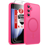 LeYi for Samsung Galaxy S23-FE Case: Samsung S23 FE Phone Case [Magnet Fit] with [2 Packs] Screen Protector, Raised Camera Guard Slim Matte Translucent Smooth Soft-Touch Funda para S23 FE