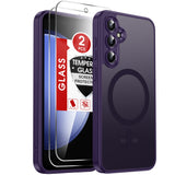 LeYi for Samsung Galaxy S23-FE Case: Samsung S23 FE Phone Case [Magnet Fit] with [2 Packs] Screen Protector, Raised Camera Guard Slim Matte Translucent Smooth Soft-Touch Funda para S23 FE