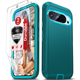 LeYi for Google-Pixel-9 Case with Screen Protector X2, Google Pixel 9 Case 3 in 1 Rugged Shockproof Android Cover Funda Pixel9