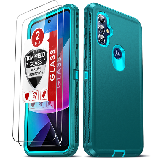 LeYi for Moto-G-Play-2023 Case with Screen Protector X2, Moto G Play 2023 Case 3 in 1 Rugged Shockproof Android Cover Funda para G Play2023