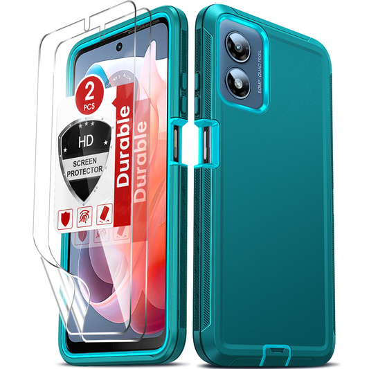 LeYi for Moto-G-Play-4G-2024 Case with Screen Protector X2, Moto G Play 4G 2024 Case 3 in 1 Rugged Shockproof Android Cover Funda para Moto GPlay 4G 2024