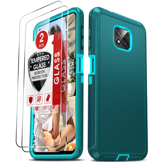 LeYi for Moto-G-Power-2021 Case with Screen Protector X2, Moto G Power 2021 Case 3 in 1 Rugged Shockproof Android Cover Funda para GPower 2021