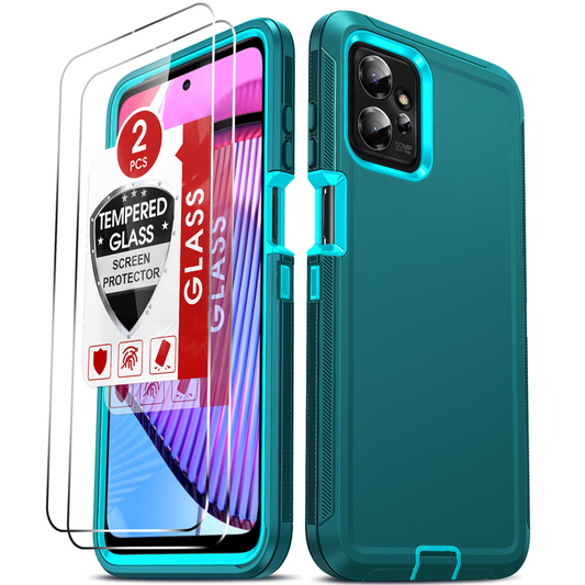 LeYi for Moto-G-Power-2023 Case with Screen Protector X2, Moto G Power 2023 Case 3 in 1 Rugged Shockproof Android Cover Funda para G Power2023