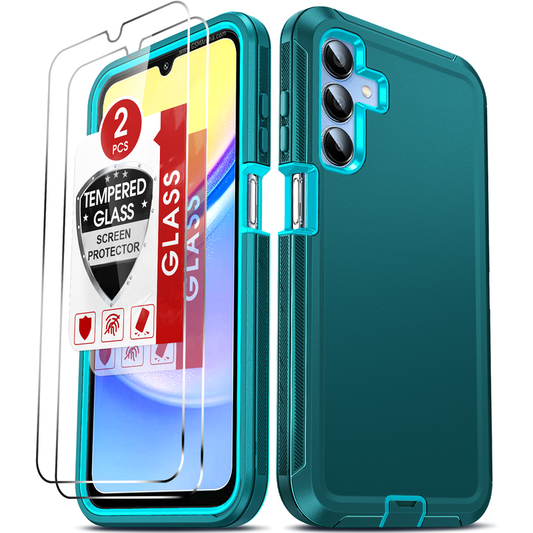 LeYi for Samsung-Galaxy-A15-5G Case with Screen Protector X2, Samsung Galaxy A15 5G Case 3 in 1 Rugged Shockproof Android Cover Funda A15 5G