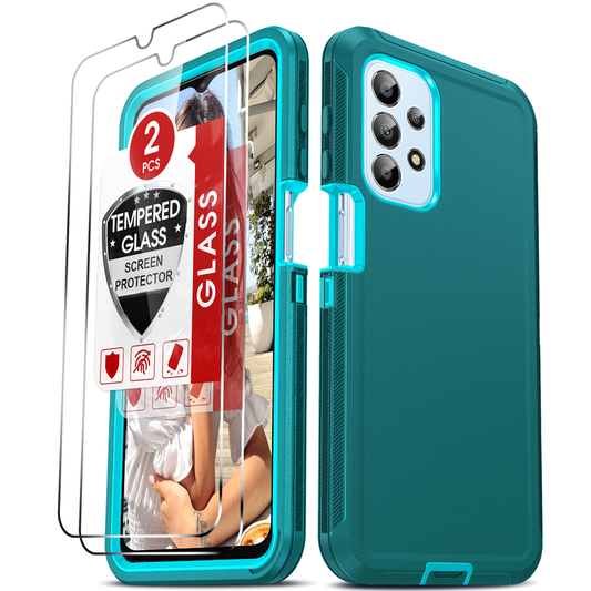 LeYi for Samsung-Galaxy-A23-5G Case with Screen Protector X2, SAM A23 5G Case 3 in 1 Rugged Shockproof Android Cover Funda A23 5G